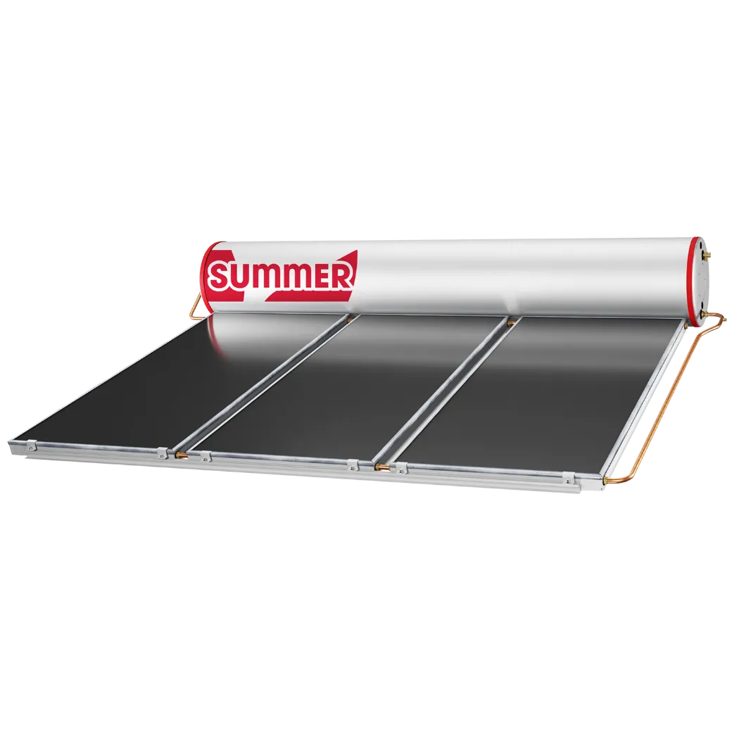Summer CX Solar Water Heater 450 CX (450 Liter Capacity) – A durable and efficient entry-level solar water heating solution. Features matte black aluminum panels, marine-grade stainless steel tank, and built-in booster heating. Optimized insulation, safety mechanisms, and direct heating ensure reliable performance. ISO9001 and SIRIM certified.